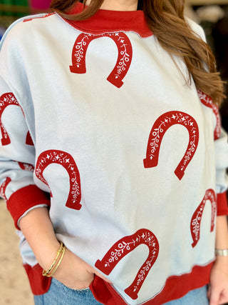Horseshoe/Rodeo 2 Sided Mock Sweatshirt