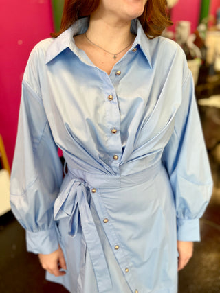 Light Chambray Blue Wrap Dress