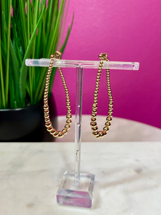 Gold Ball Bead Large Teardrop Earrngs
