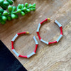 Red & White Bamboo Hoop Earring