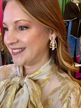 Cream & Gold Metallic Bow Top