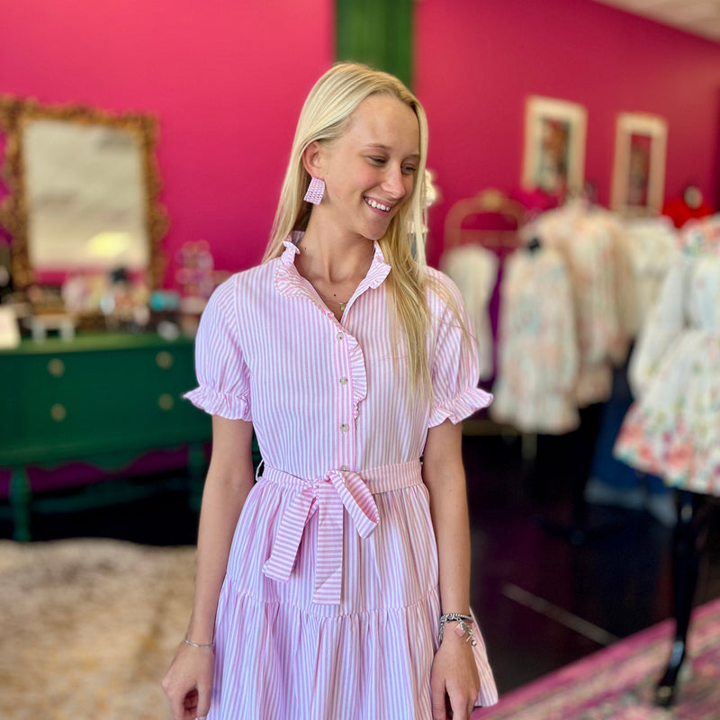 Pink & White Striped Dress