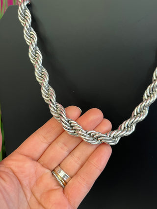 Silver Thick Rope Necklace