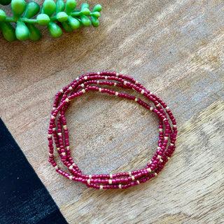 Maroon Tiny Bead 4 Bracelet Set