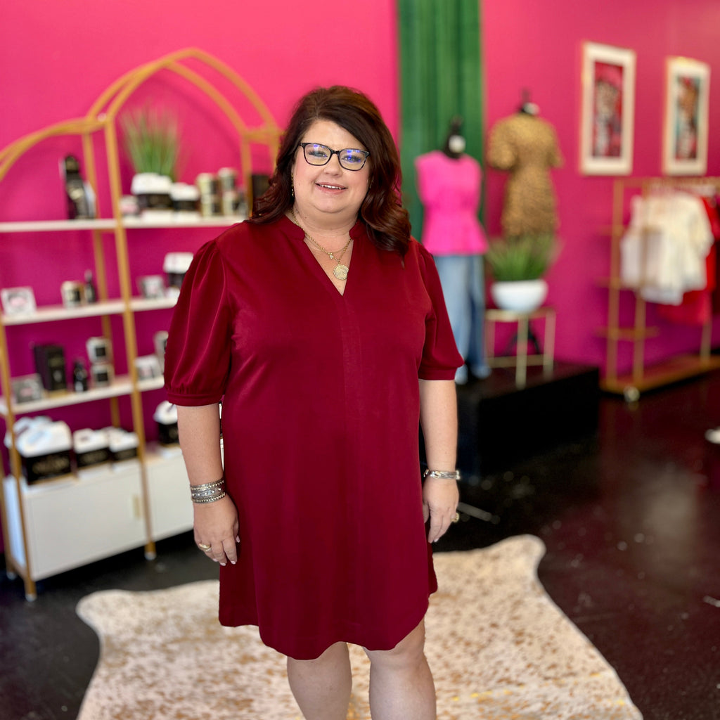 Maroon Essentials Shortsleeve Dress