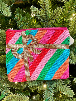 Beaded Present Small Zipper Pouch