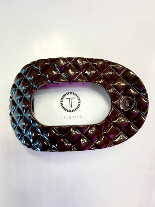 Truly Taupe Quilted Large Flat Round Teleties Clip