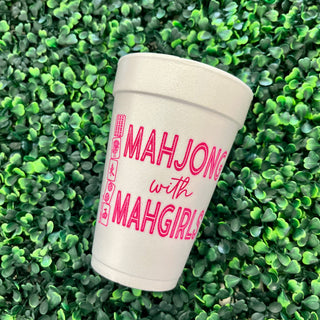 Mahjong w/Mahgirls Pink Styrofoam Cups