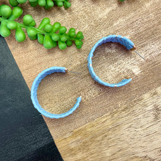 Baby Blue Woven Wide Hoop Earring
