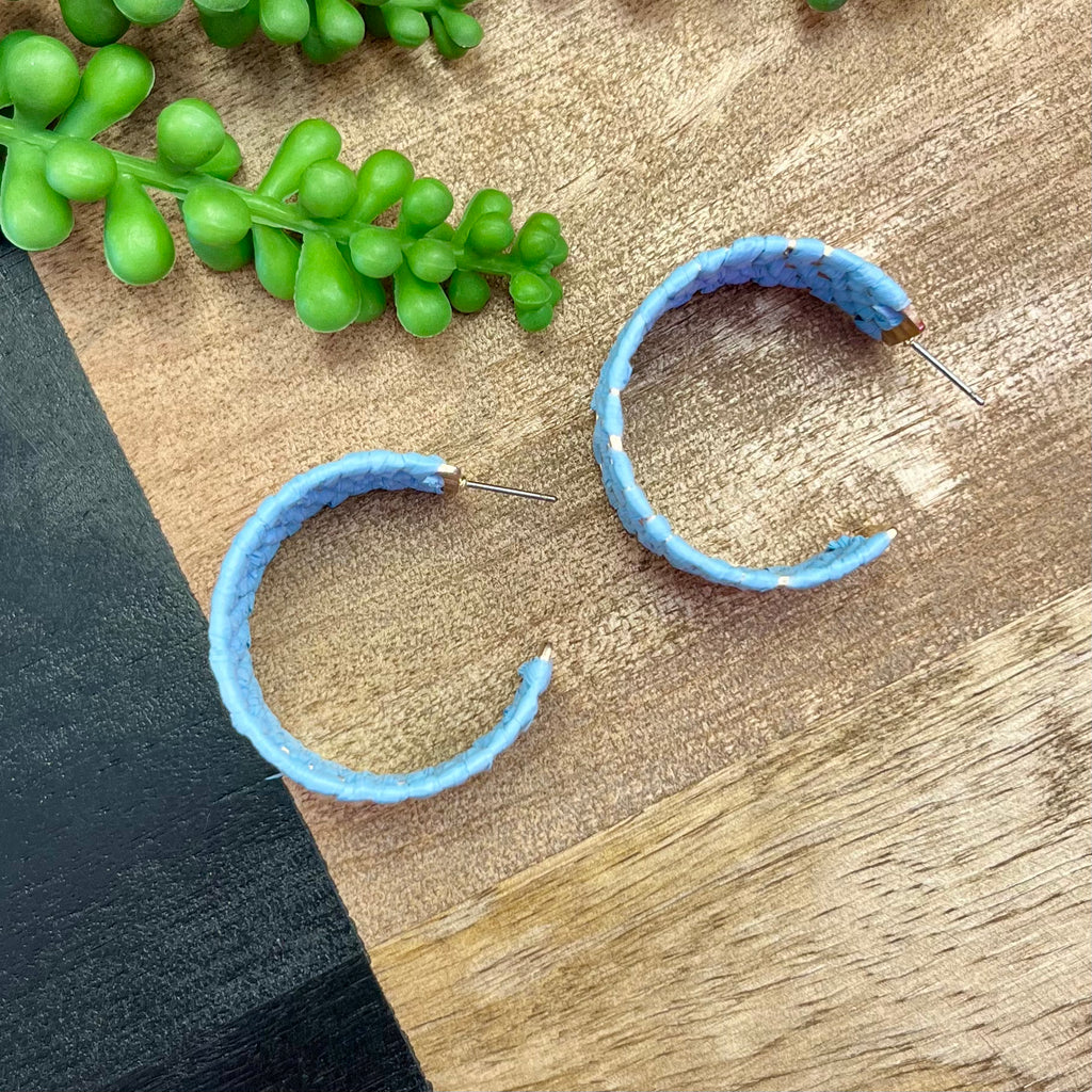 Baby Blue Woven Wide Hoop Earring