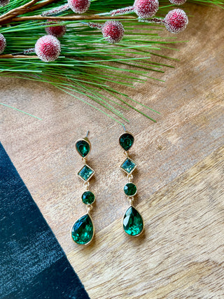 Emerald Green Crystal Teardrop Earrings