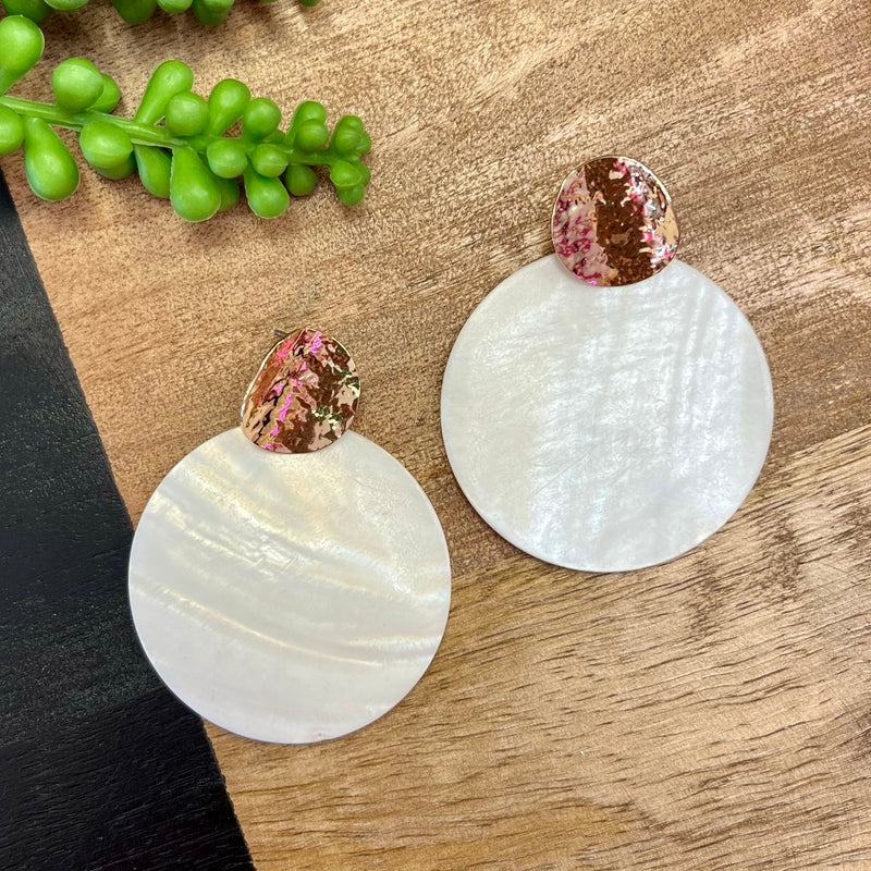 White Shell Big Circle Earring