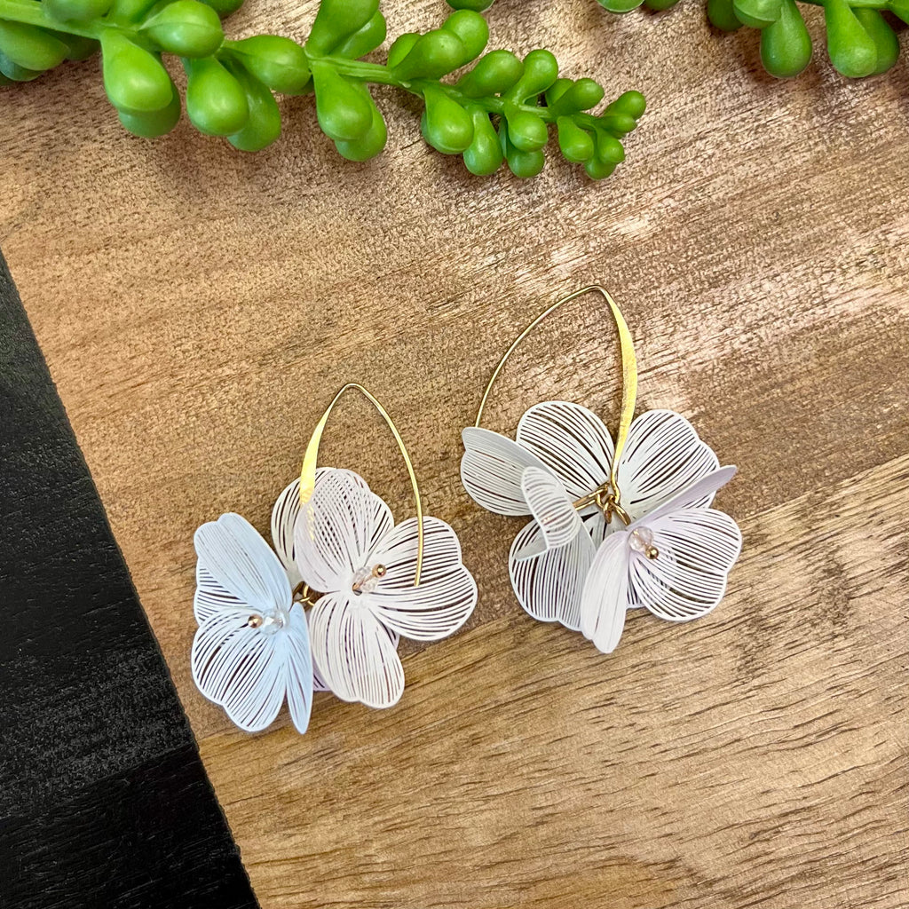 White 3D Flower Earring
