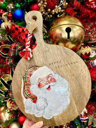 Santa Face Round Serving Board