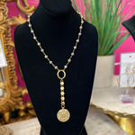 LNL Pyrite & Crystal Deer Lariat Necklace