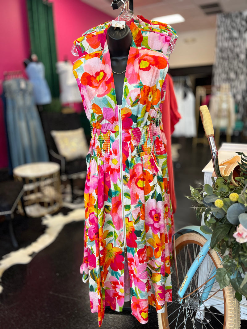 Bright & Fun Floral Midi Dress