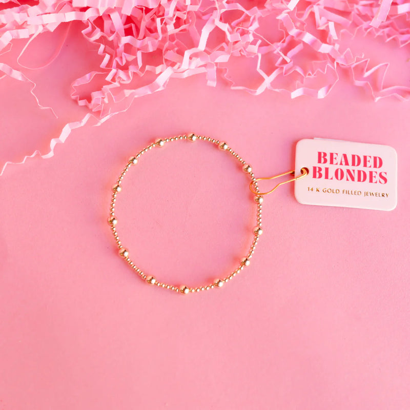 BB June Silver w/Gold Beaded Bracelet
