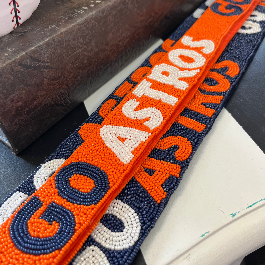 Orange Beaded Go Astros Purse Strap