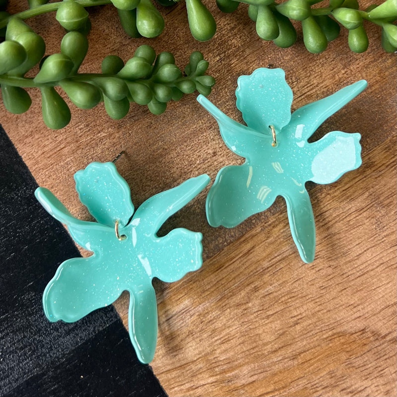 Mint 3D Flower Earring