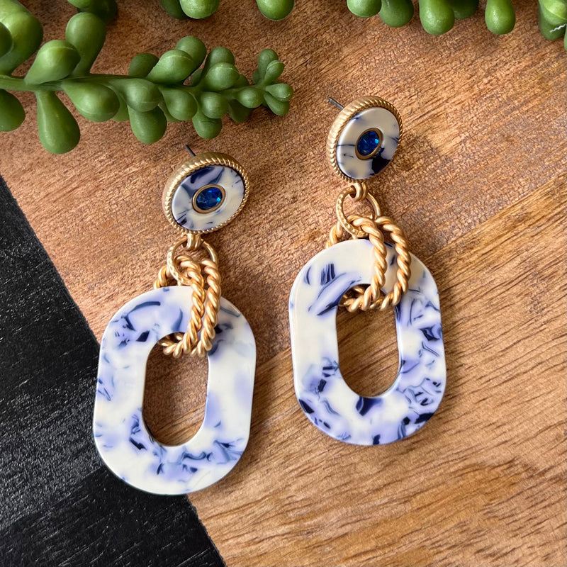 Azul White & Blue Acrylic Earrings