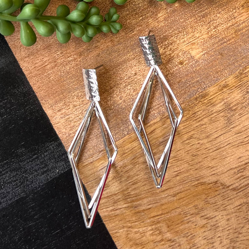 Silver 2 Diamond Lg Earring