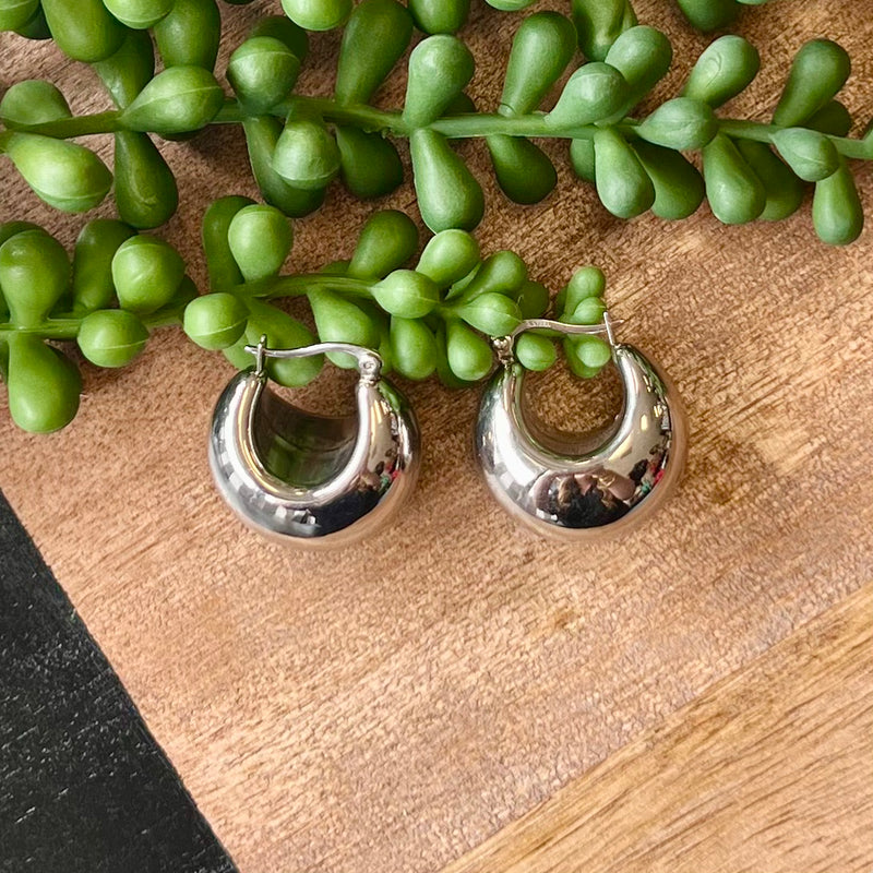 Silver Bubble Stainless Steel Hoop Earrings