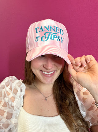 Pink Tanned & Tipsy Striped Baseball Hat