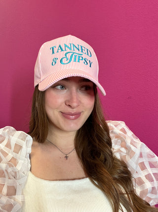 Pink Tanned & Tipsy Striped Baseball Hat