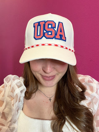 USA Patch Rope White Baseball Hat