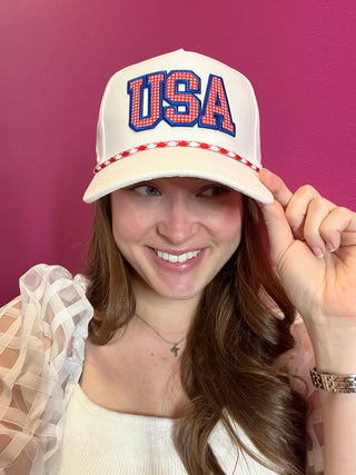 USA Patch Rope White Baseball Hat