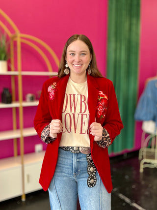 Rosie Red Velvet Blazer by Rodeo Quincy