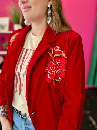 Rosie Red Velvet Blazer by Rodeo Quincy