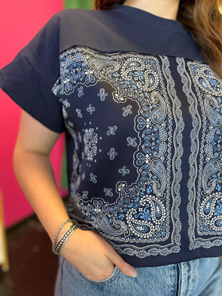 Navy Bandana Baby Scarf Top