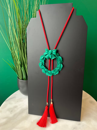 Christmas Wreath Bolo Necklace by Rahya