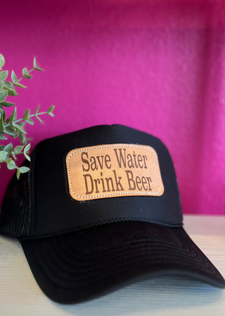 Save Water Drink Beer Black Trucker Hat