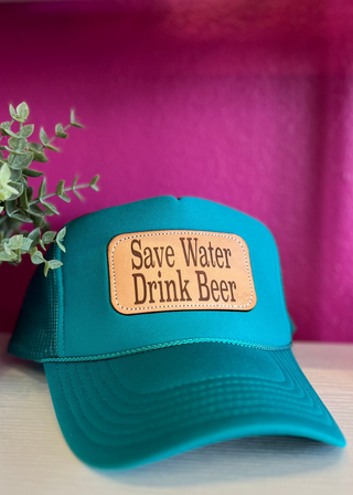Save Water Drink Beer Teal Trucker Hat