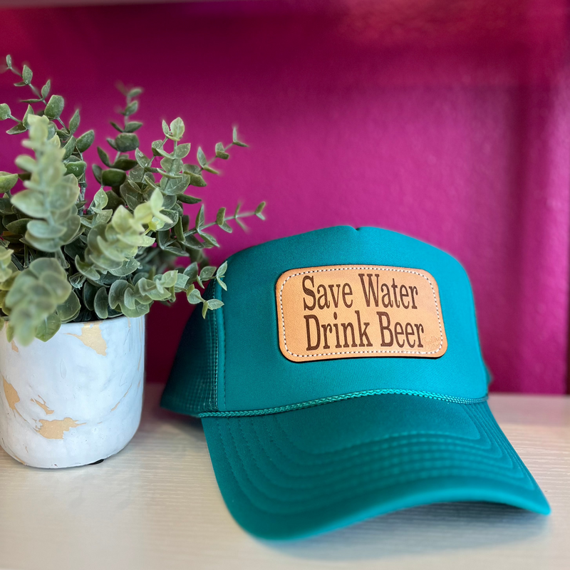 Save Water Drink Beer Teal Trucker Hat