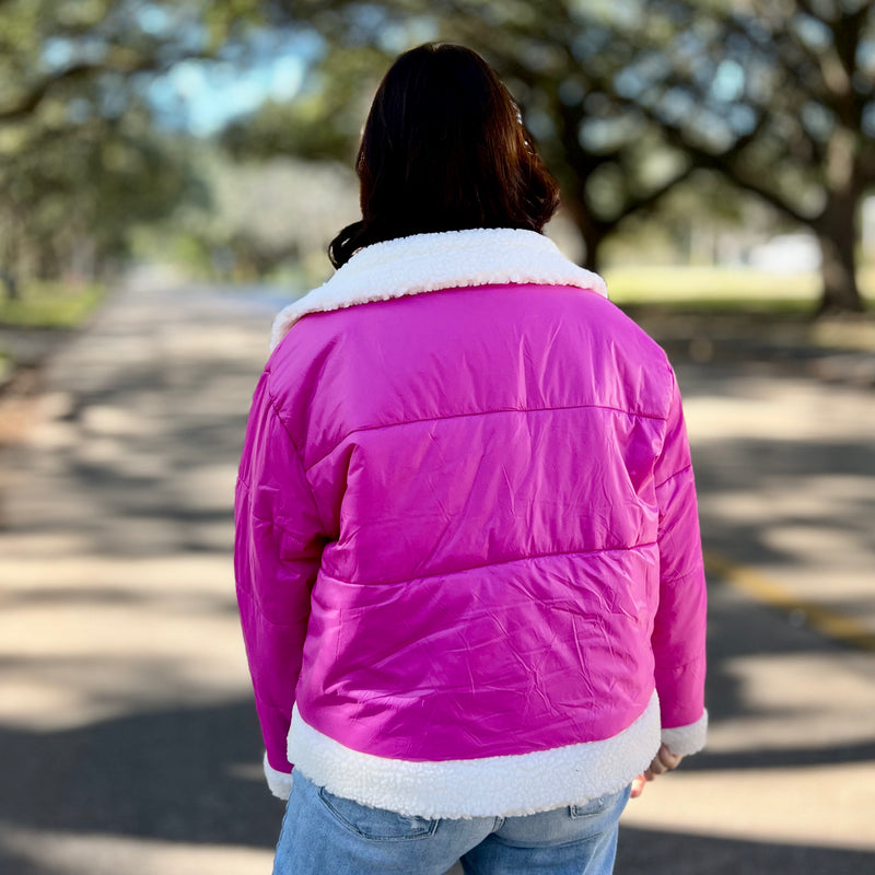 Hot pink sherpa jacket outlet