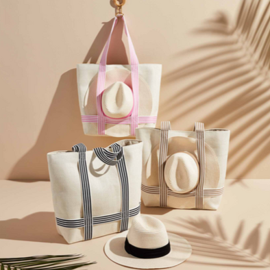 Pink & Ivory Hat/Tote Bag Set