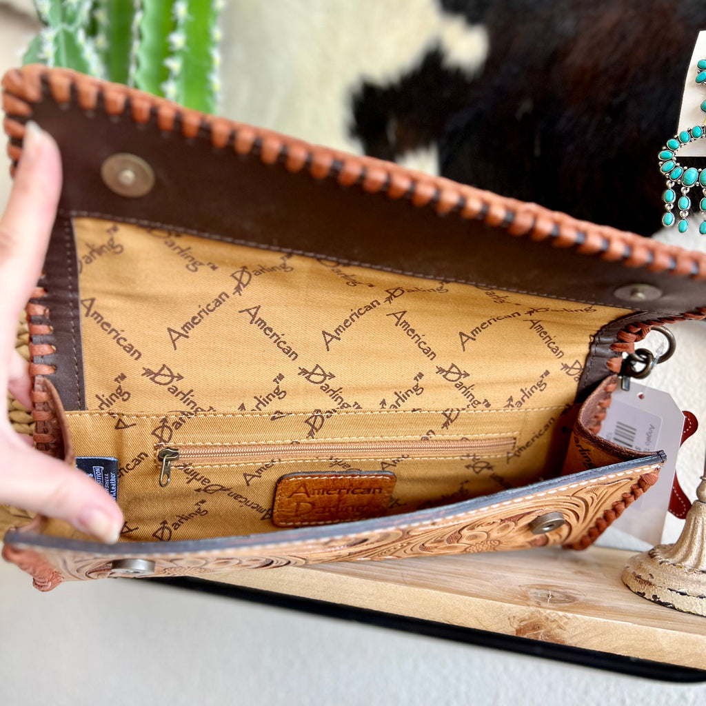 Angelo Tan Tooled Clutch