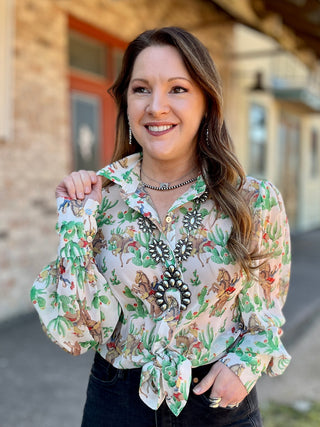 Cactus Cowgirl Chiffon Top