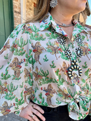 Cactus Cowgirl Chiffon Top
