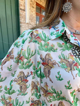Cactus Cowgirl Chiffon Top