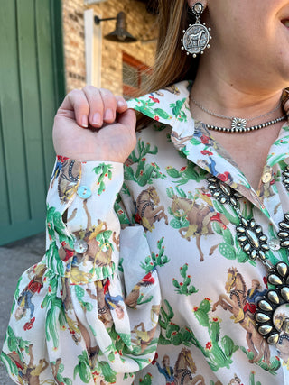 Cactus Cowgirl Chiffon Top