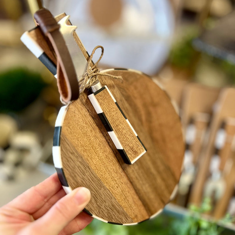 Mini Wood & Check Round Board