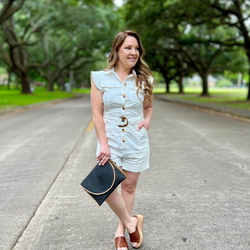 White Denim Romper