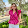 Samantha Hot Pink Ruffle Top