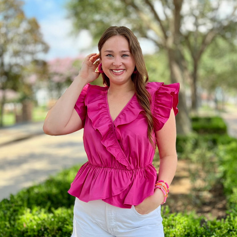 Samantha Hot Pink Ruffle Top