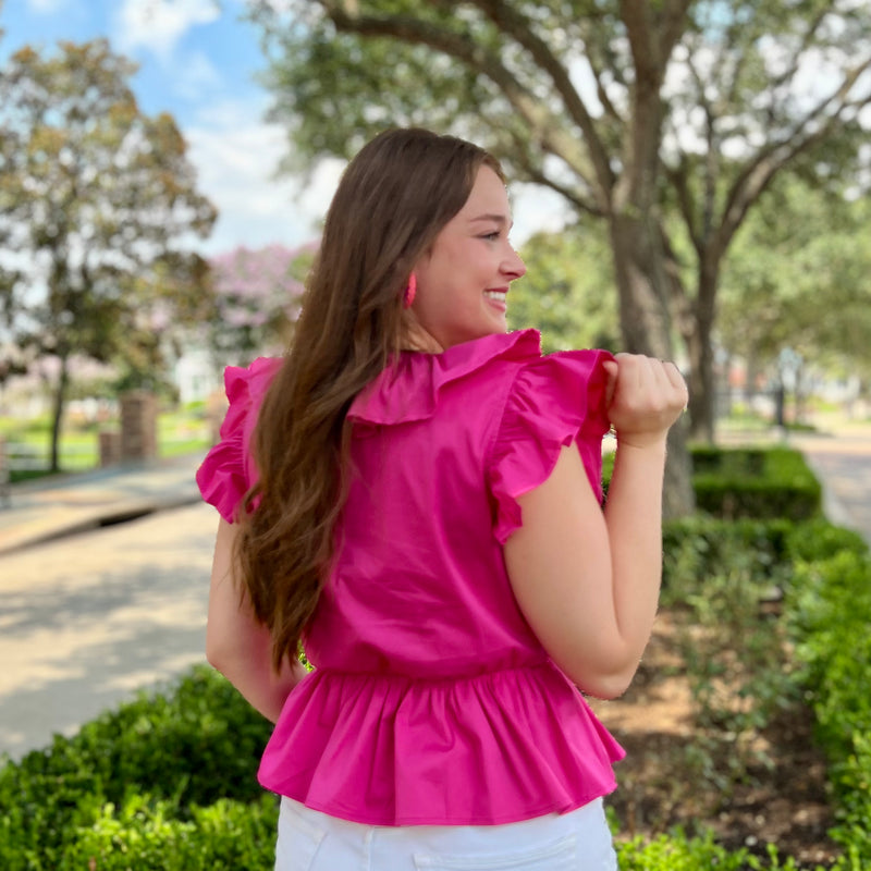Samantha Hot Pink Ruffle Top