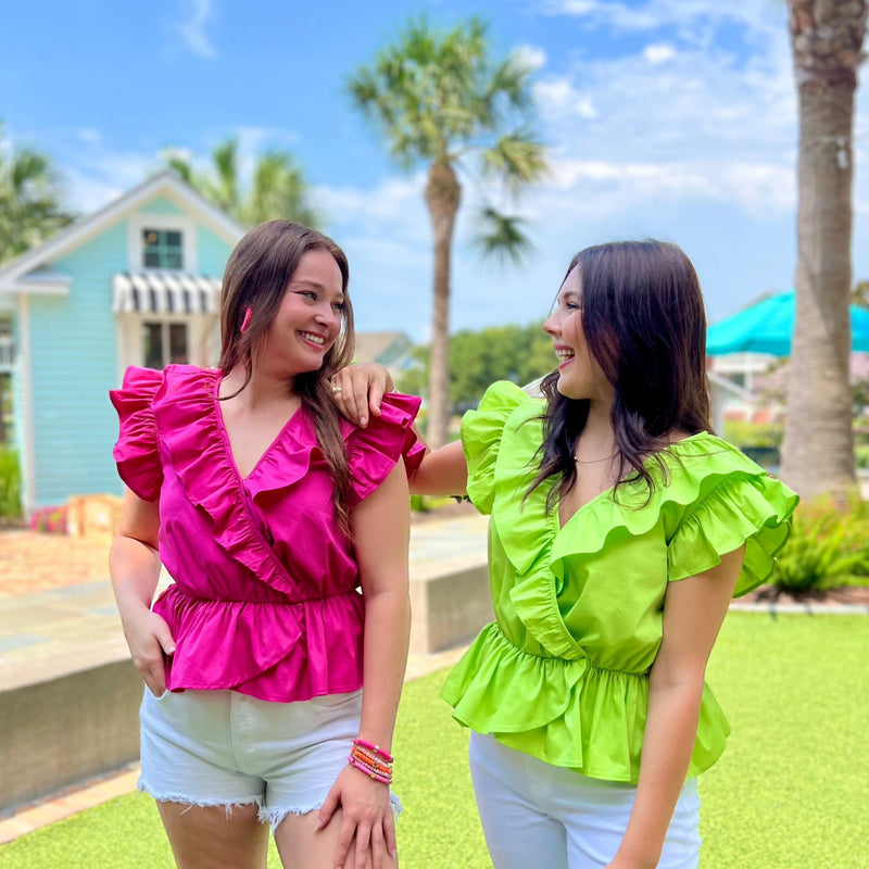 Samantha Hot Pink Ruffle Top